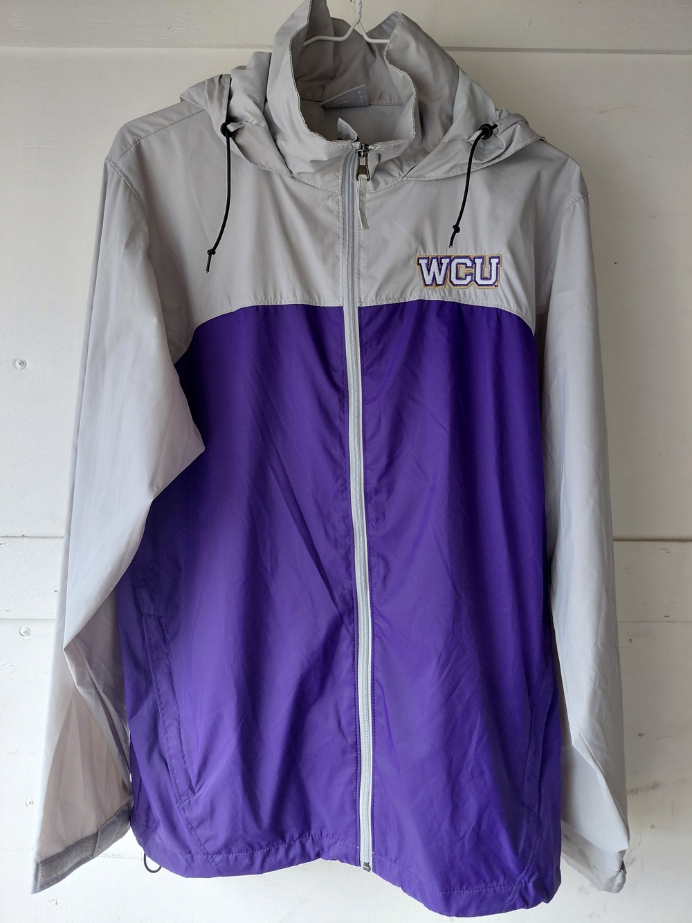 Columbia Light Gray Hooded Jacket, Size Small